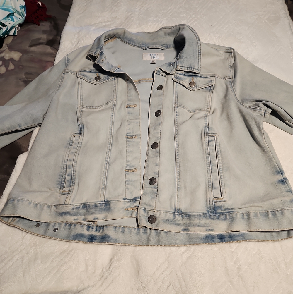 Time and Tru Faded Light Blue Jean Jacket
